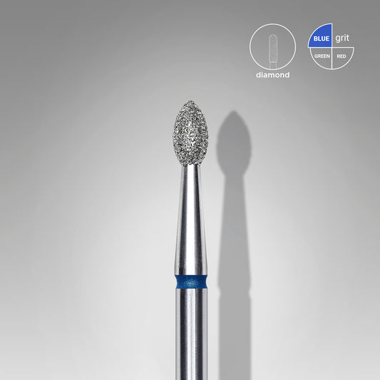 Diamond nail drill bit pointed bud blue EXPERT head diameter 2,5 mm / working part 4,5 mm - STALEKS
