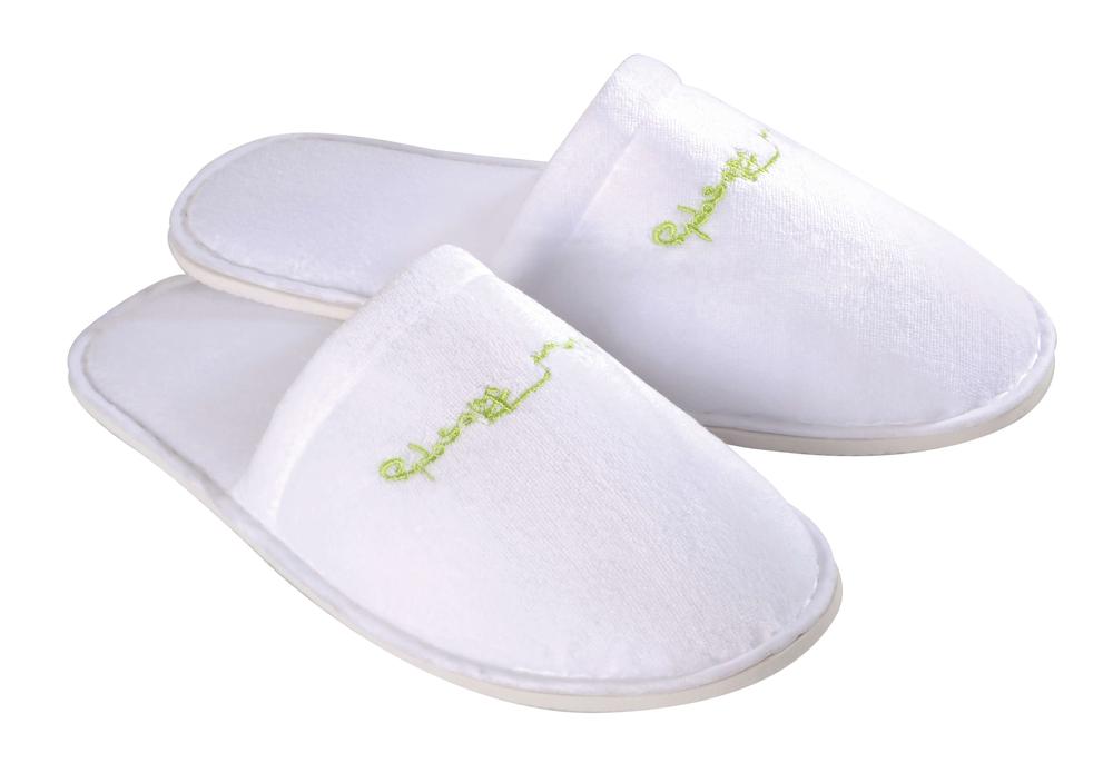 Velour slippers, closed toe, Nature Philosophy, white