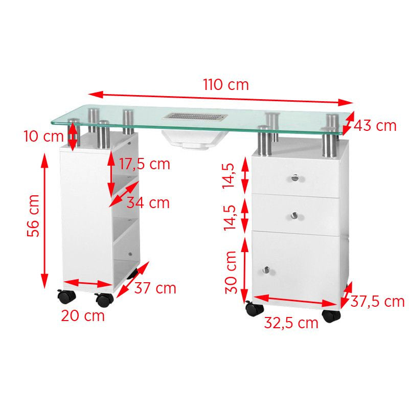 Skleněný stůl s absorbérem 013B bílý