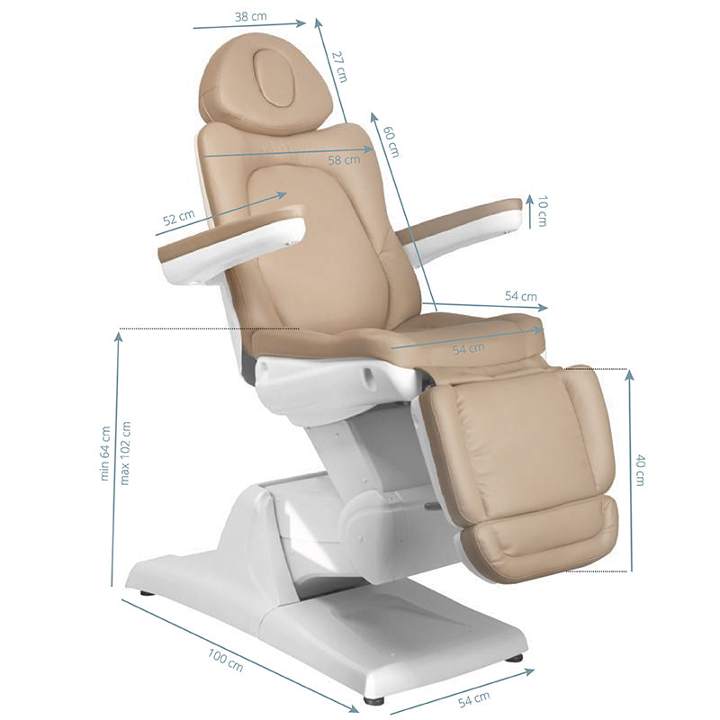 Elektrické kosmetické křeslo Azzurro 870 3 motory cappuccino