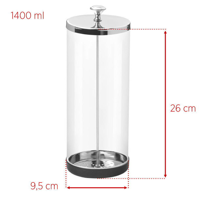 Skleněná nádoba na dezinfekci nářadí, 1400 ml