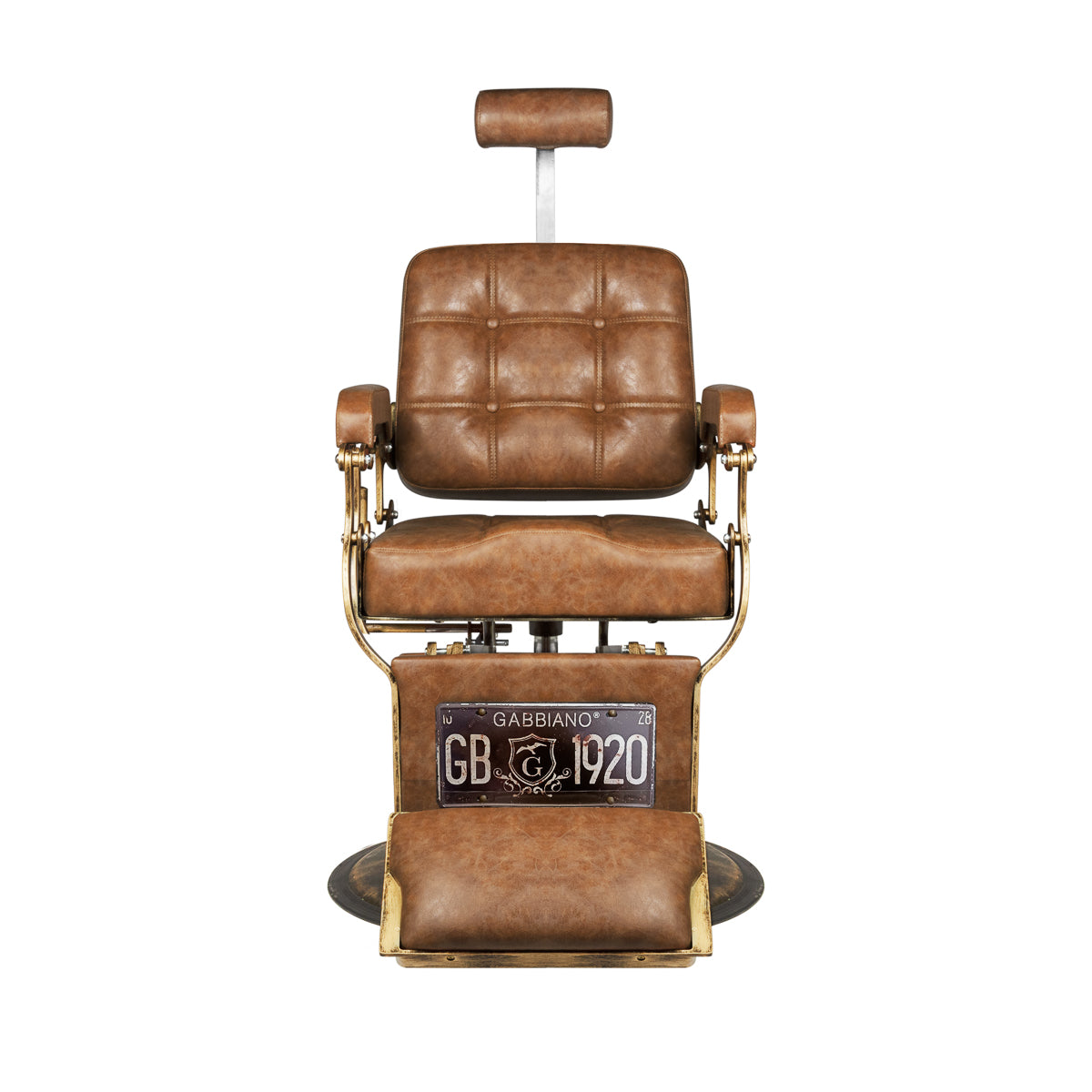 Kadeřnické křeslo Gabbiano Boss Old Leather, světle hnědé