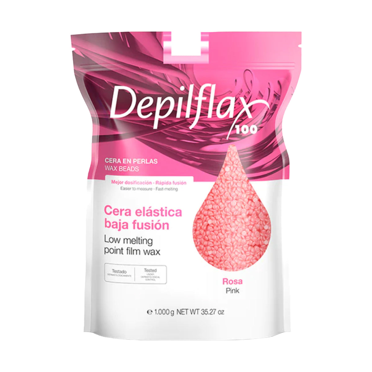 Depilflax 100 flexible depilatory wax with low melting point pearl dew rose 1000 g
