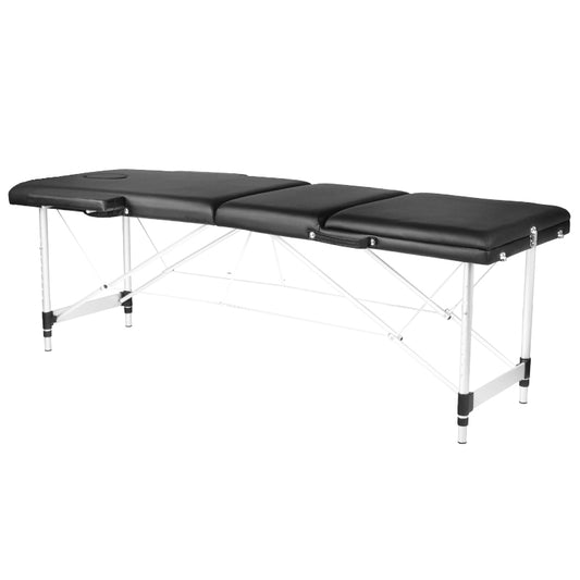 Aluminum comfort folding massage table Activ Fizjo, 3 segments, black