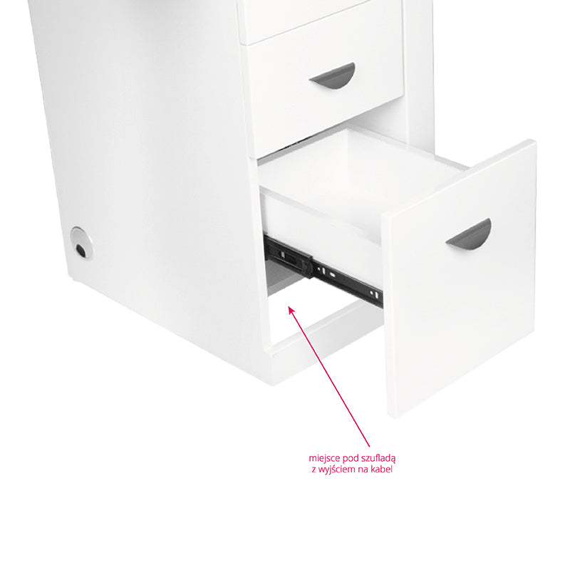 Kosmetický pult 310 s kazetovým absorbérem, bílý, levý