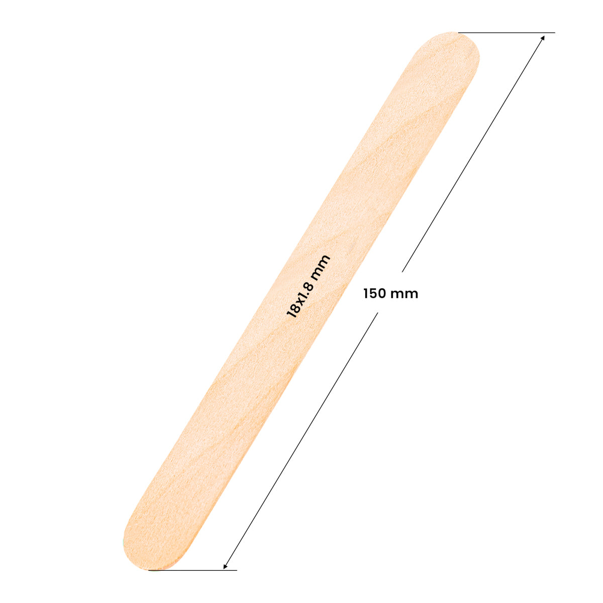 Large wooden spatula 150 x 18 x 1.8 mm - 50 pieces