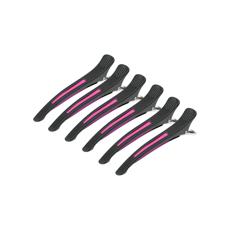 Hairdressing hair clips E-13 6 pcs. 11.5 cm mix neon