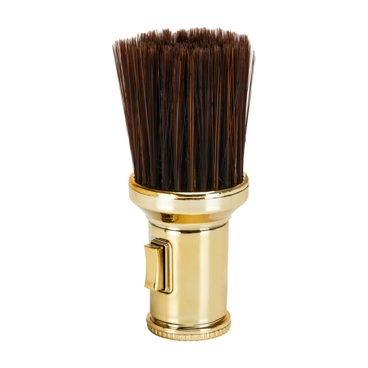 Barber neck brush with talc dispenser