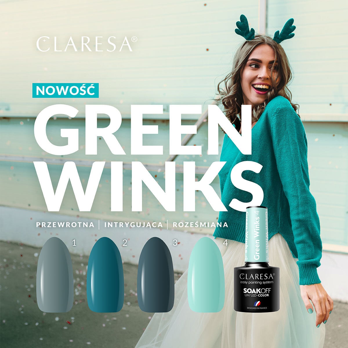 CLARESA hybrid varnish GREEN WINKS 3 -5g