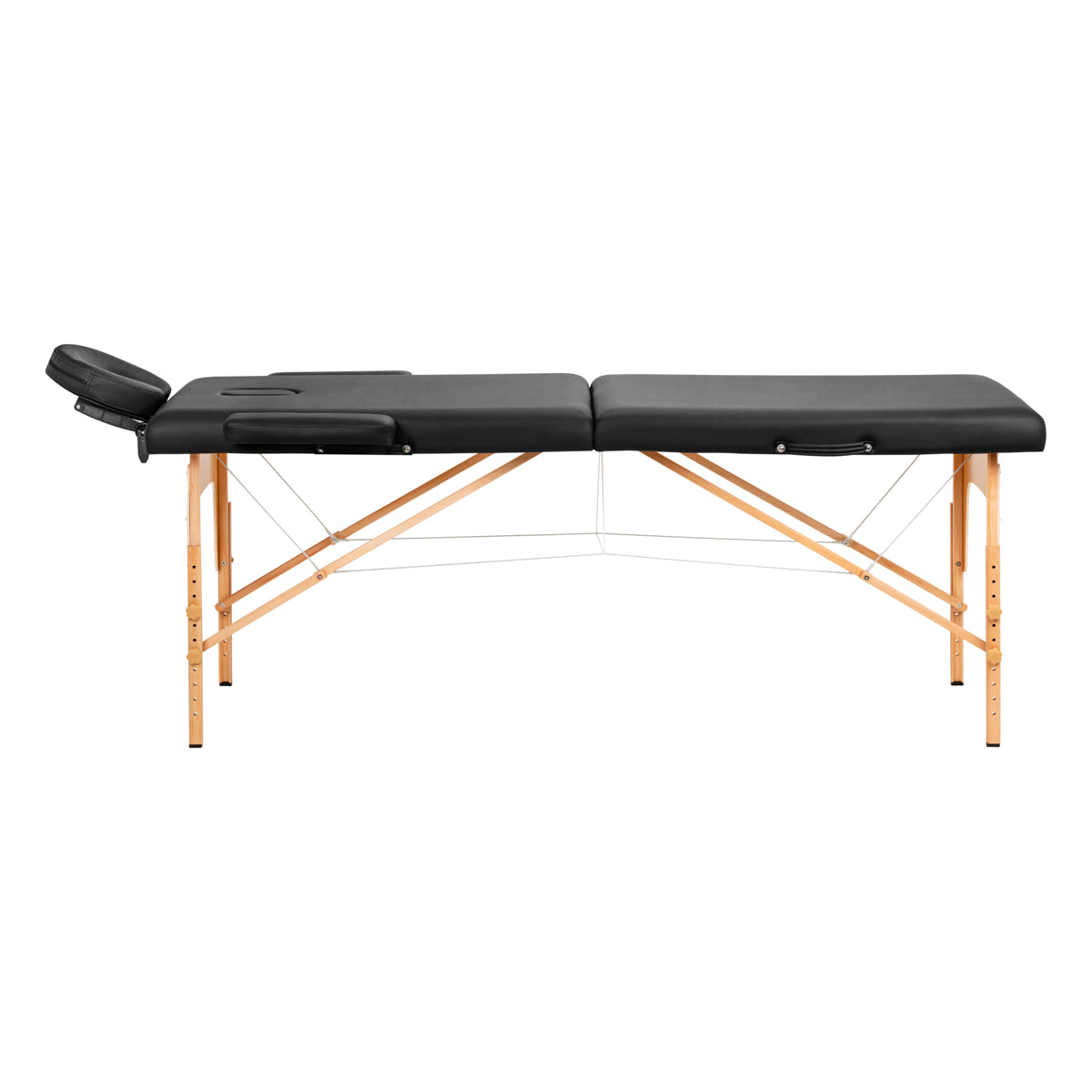 Komfort Activ Fizjo Lux dřevěný skládací masážní stůl, 2 segmenty, 190x70, černý