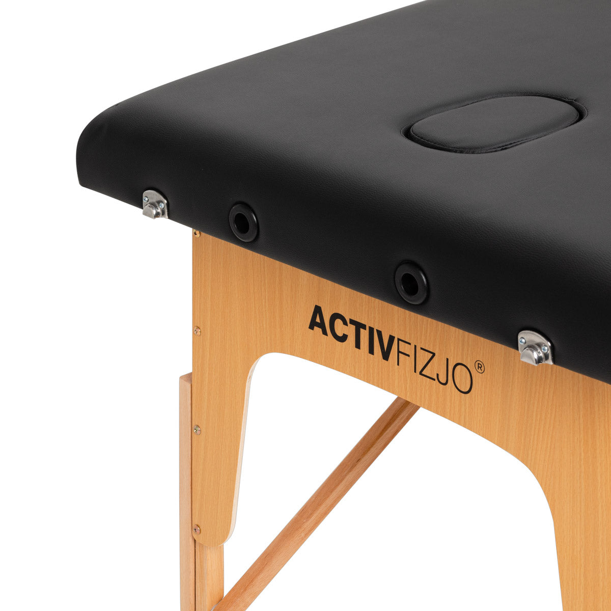 Komfort Activ Fizjo Lux dřevěný skládací masážní stůl, 2 segmenty, 190x70, černý