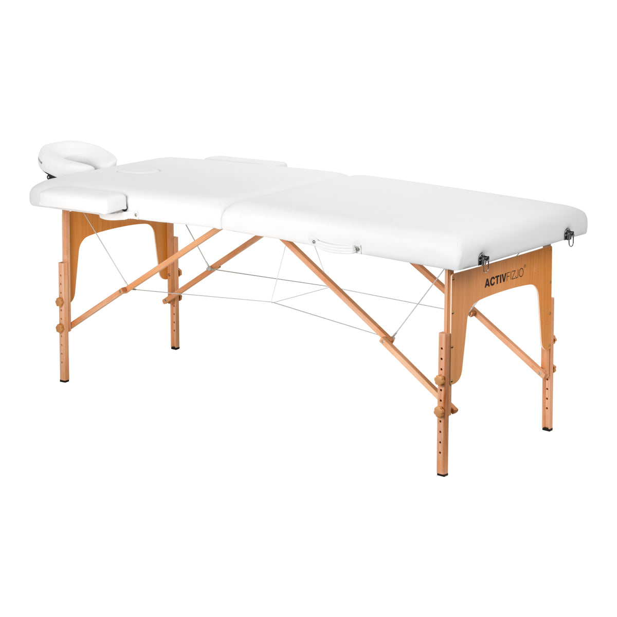Komfort Activ Fizjo Lux dřevěný skládací masážní stůl, 2 segmenty, 190x70, BÍLÁ