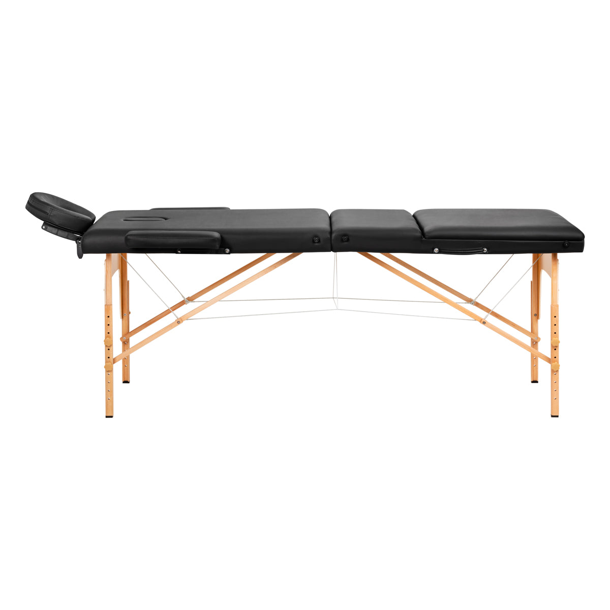Komfort Activ Fizjo Lux dřevěný skládací masážní stůl, 3 segmenty, 190x70, černý