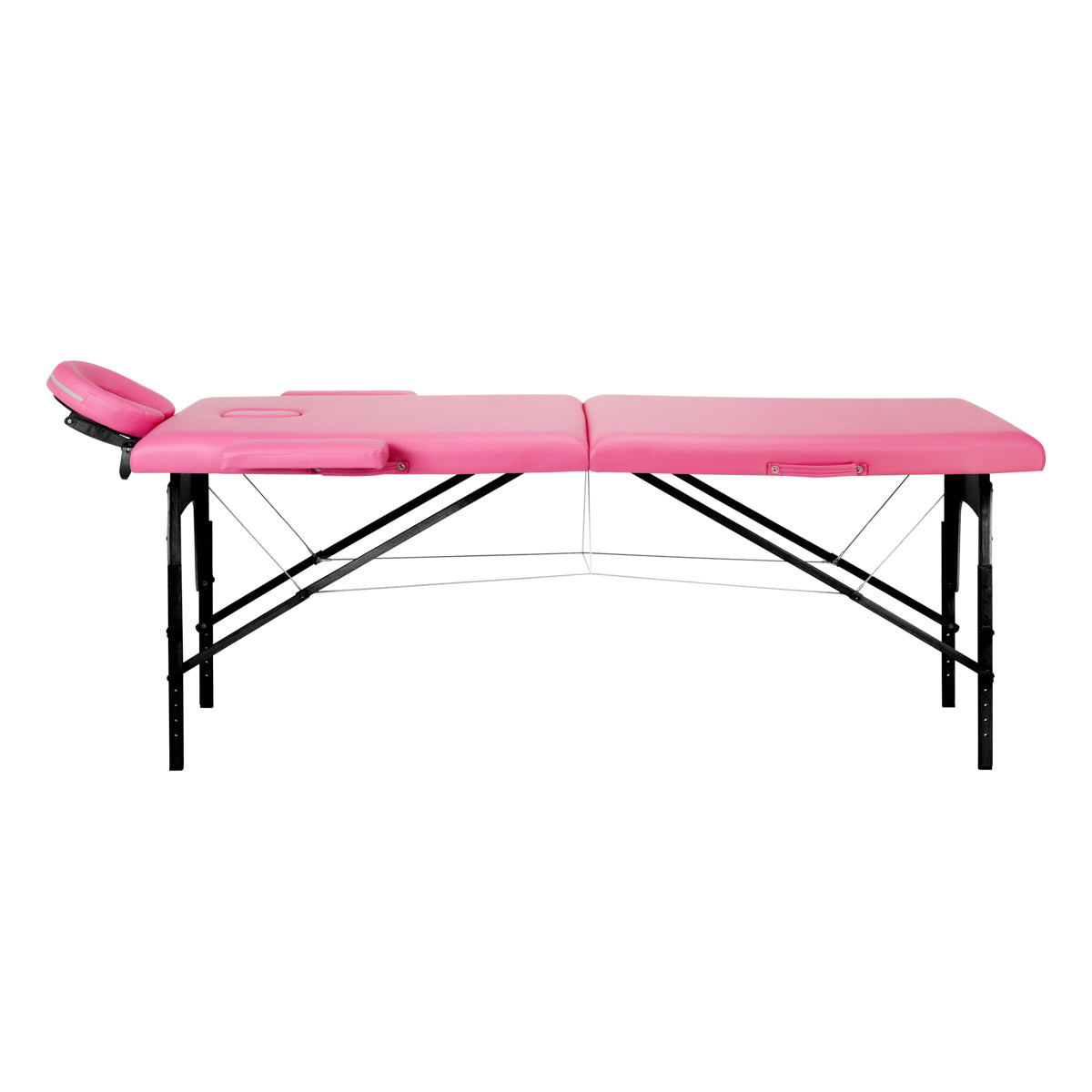 Komfort Activ Fizjo foldable wooden massage table, 2 segments, pink, black wood