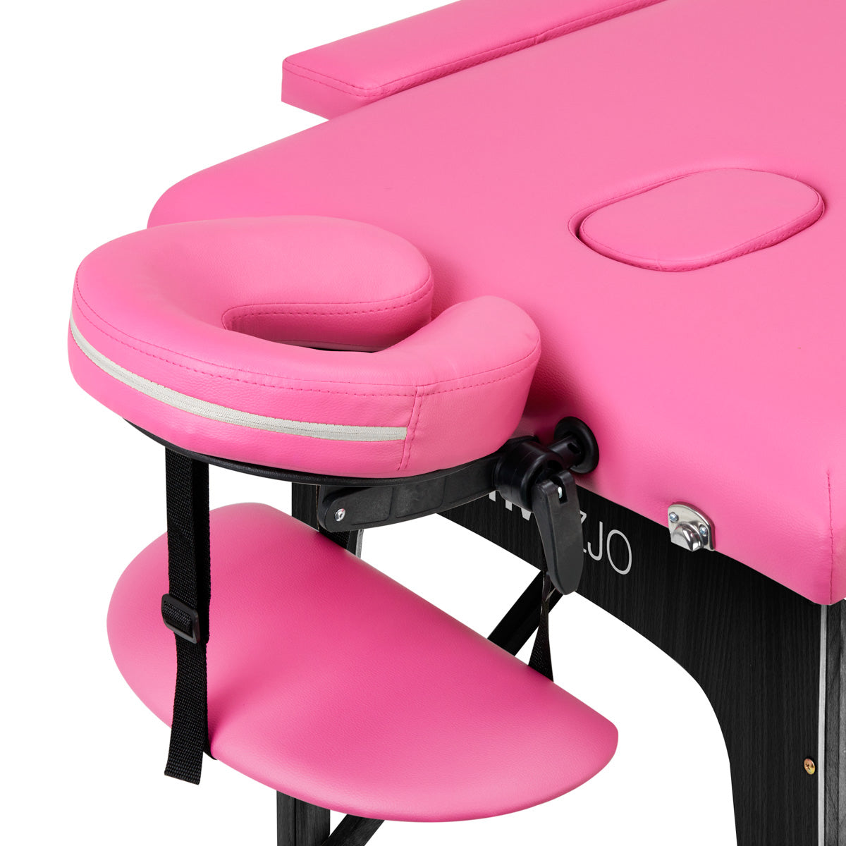 Komfort Activ Fizjo foldable wooden massage table, 2 segments, pink, black wood