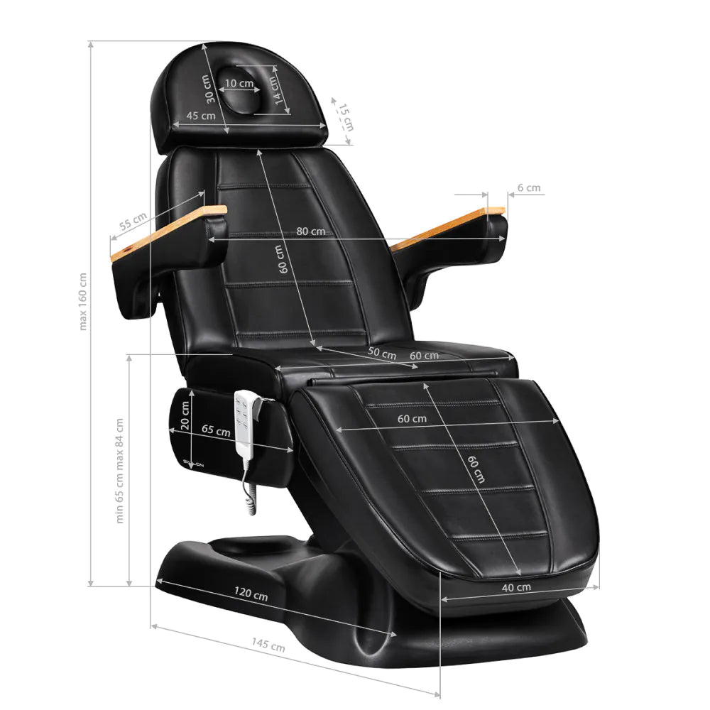 SILLON Lux 273b elektrischer Kosmetikstuhl, 3 Motoren, schwarz