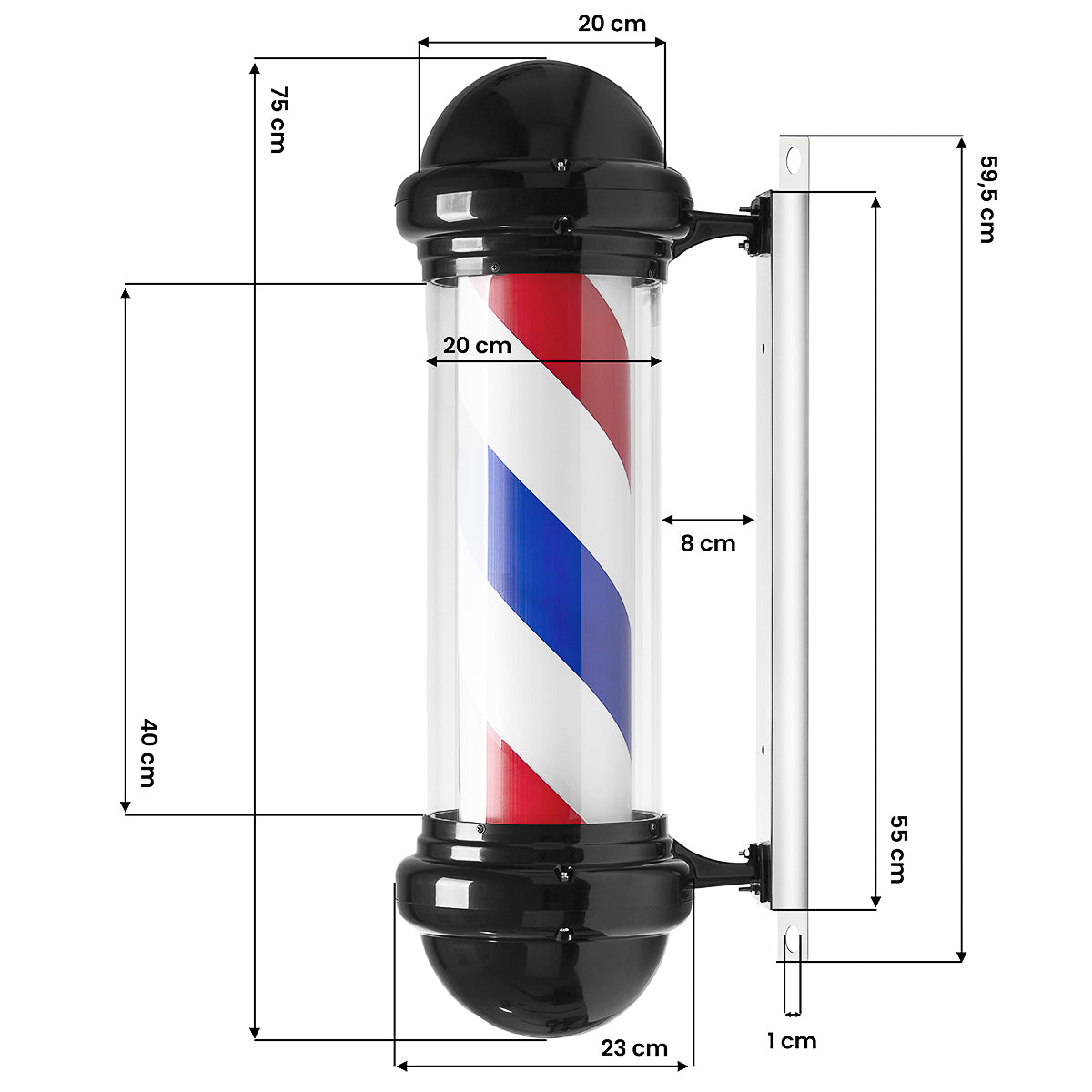 Osvětlené stropní svítidlo barber shop BB-02 černé, velké