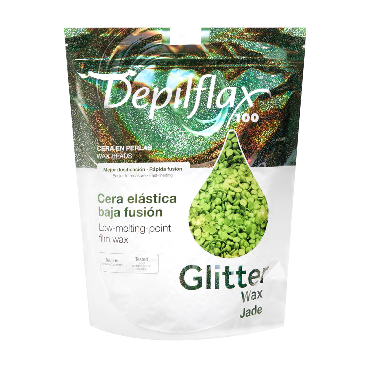 Depilflax 100 flexible depilatory wax with low melting point pearl Jade 1000 g