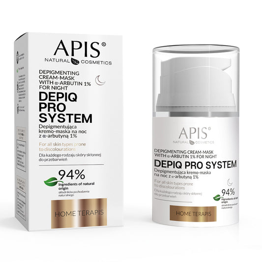 APIS DEPIQ PRO SYSTEM Depigmentační noční krémová maska s ?-arbutinem 1%, 50 ml