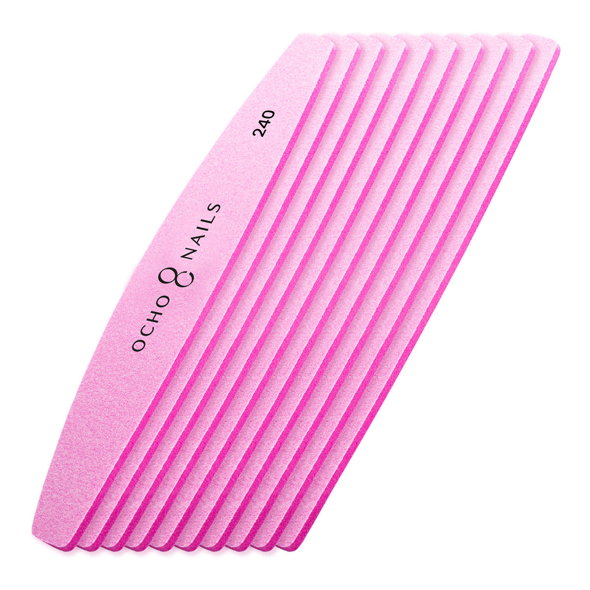 Pilník Ocho Nails půlměsíc, kovové jádro + leštičky 240 10 ks.