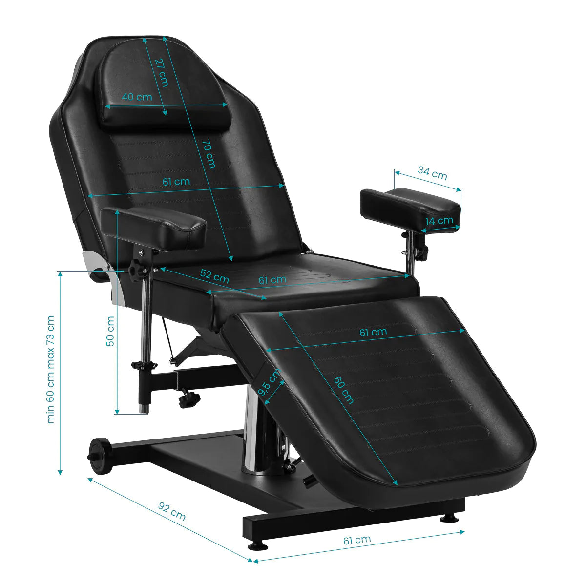 Hydraulické tetovací křeslo PRO INK 322F černé