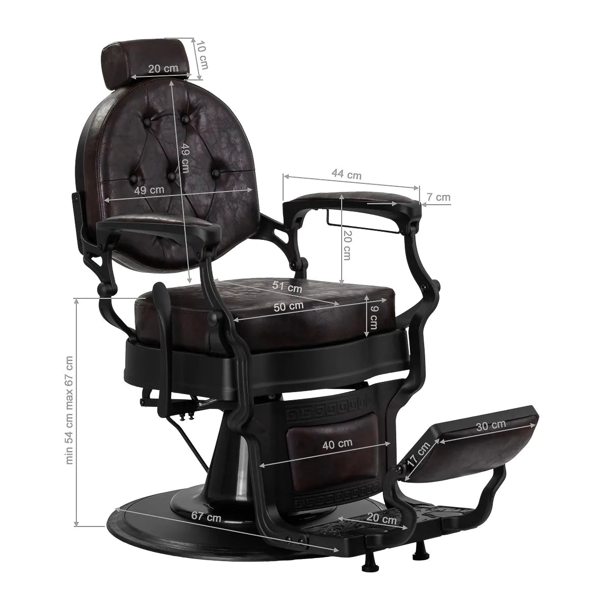 Barbershop chair Gabbiano President brown with black frame