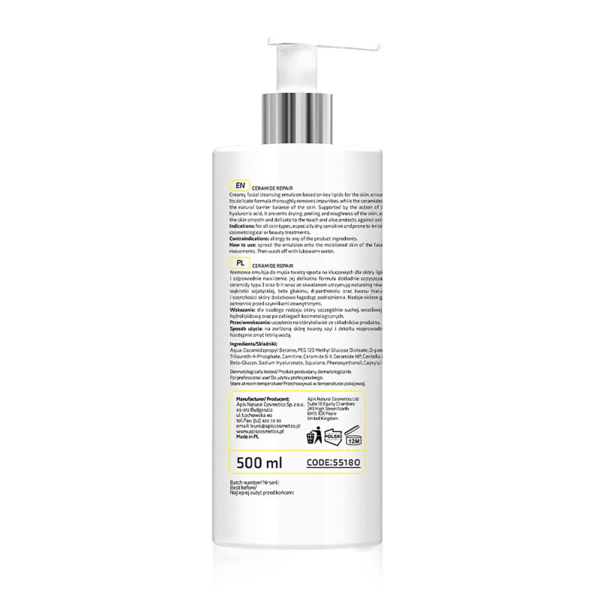 Apis CERAMIDE REPAIR Jemná čisticí emulze na obličej s ceramidy a beta glukanem 500 ml