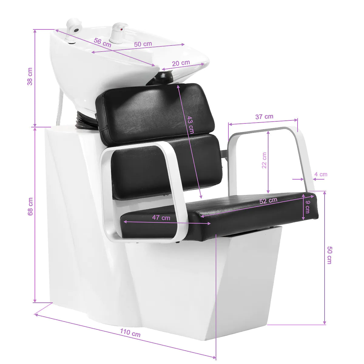 Gabbiano Porto hair wash unit white black