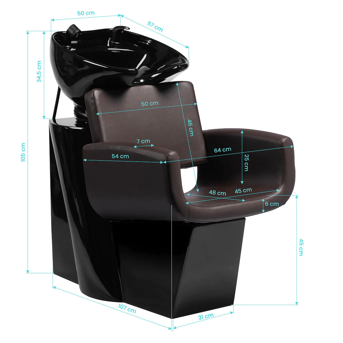 Gabbiano hairdressing wash unit Mataro Brown