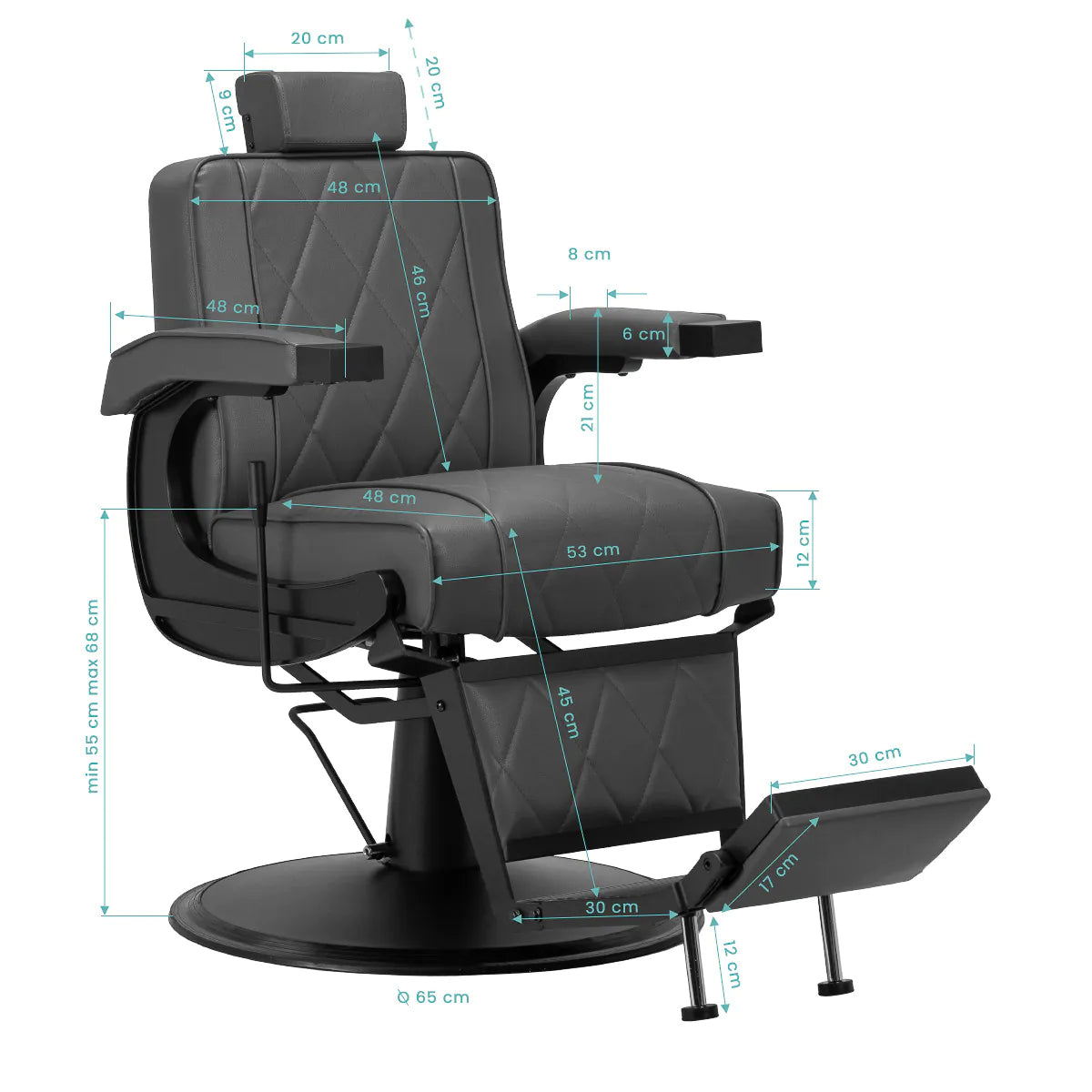 Holičské křeslo Hair System BM88066 šedé