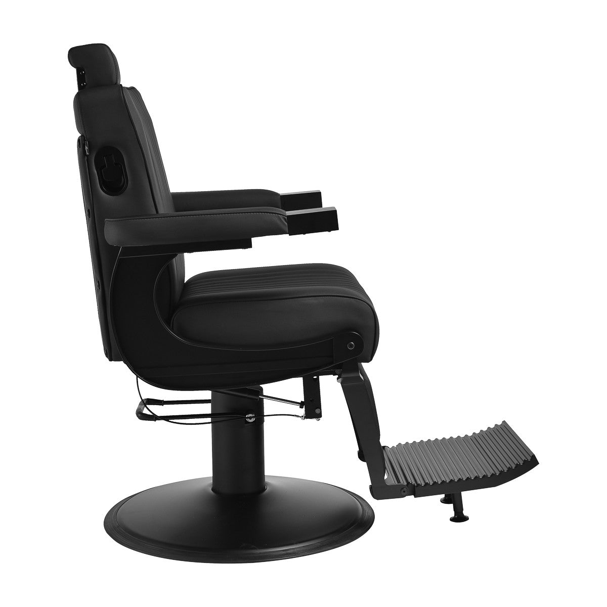 Gabbiano Levi barber chair with black frame black without stitching at the back