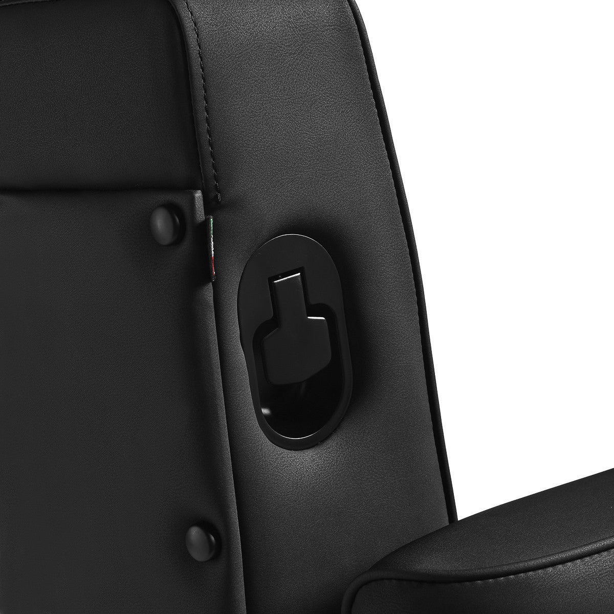 Gabbiano Levi barber chair with black frame black without stitching at the back