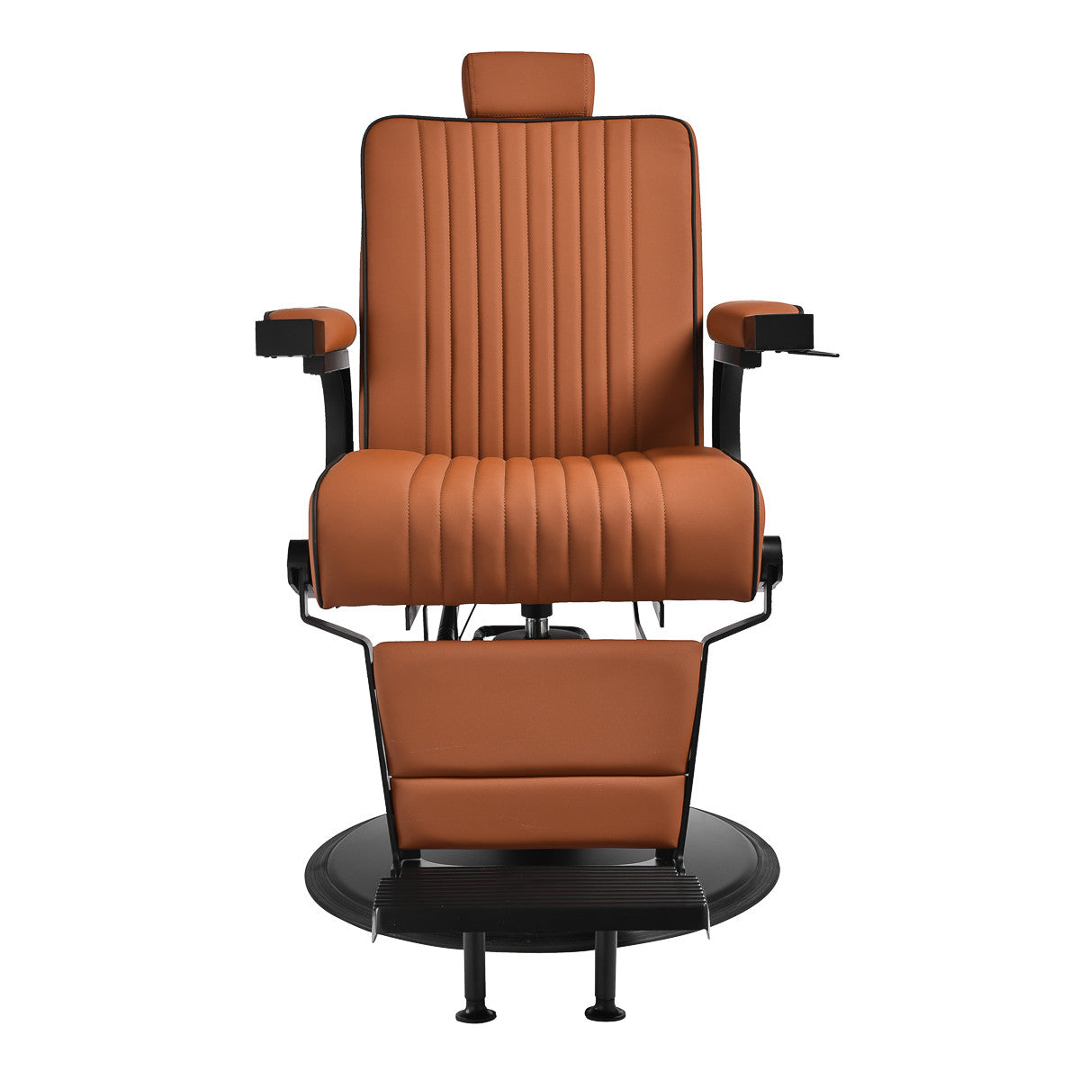 Gabbiano Levi barber chair with black frame brown without stitching at the back