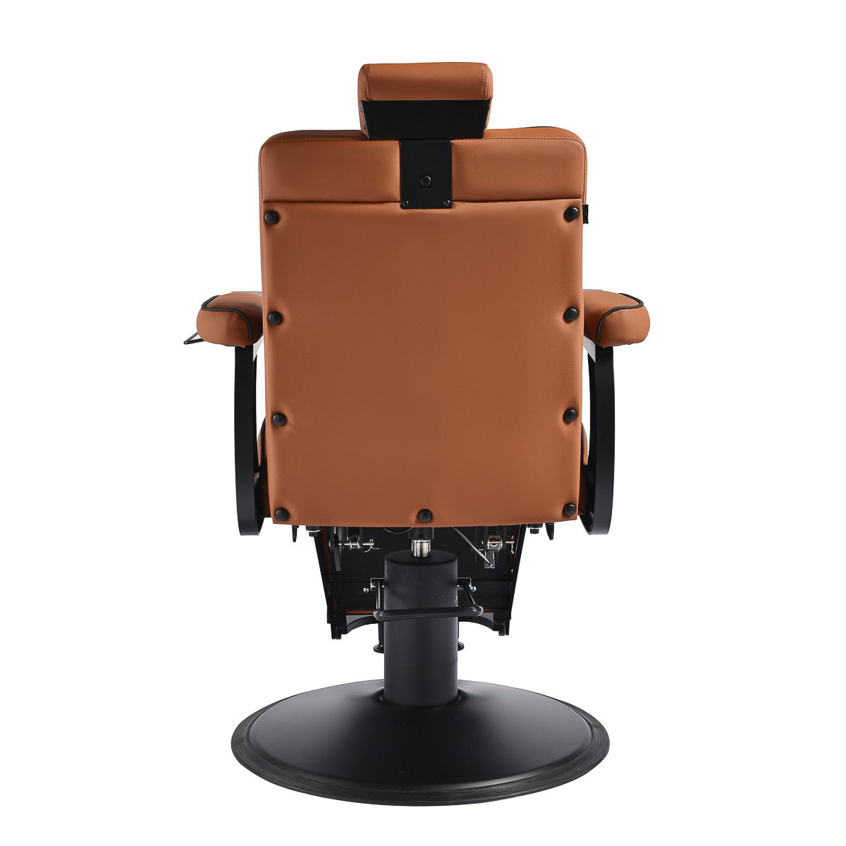 Gabbiano Levi barber chair with black frame brown without stitching at the back