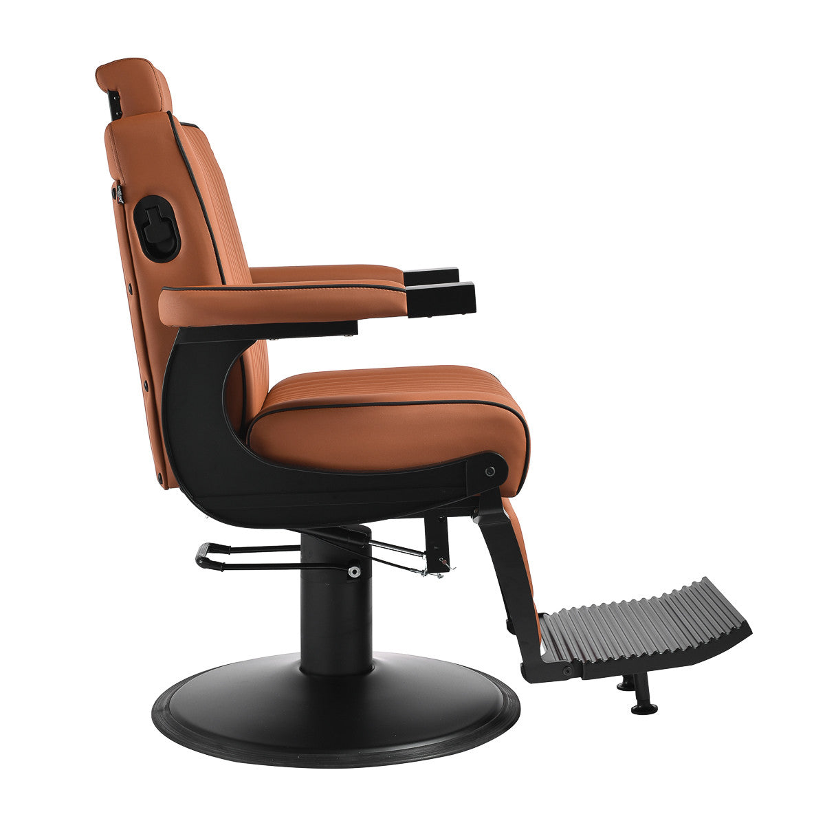Gabbiano Levi barber chair with black frame brown without stitching at the back