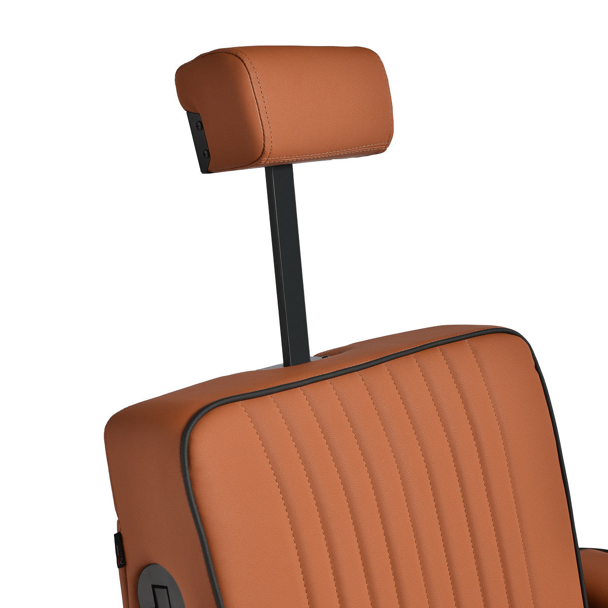 Gabbiano Levi barber chair with black frame brown without stitching at the back