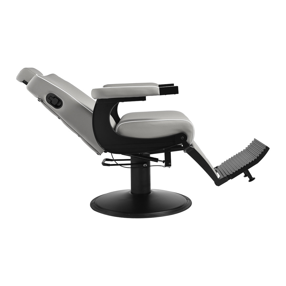 Gabbiano Levi barber chair with black frame gray without stitching at the back