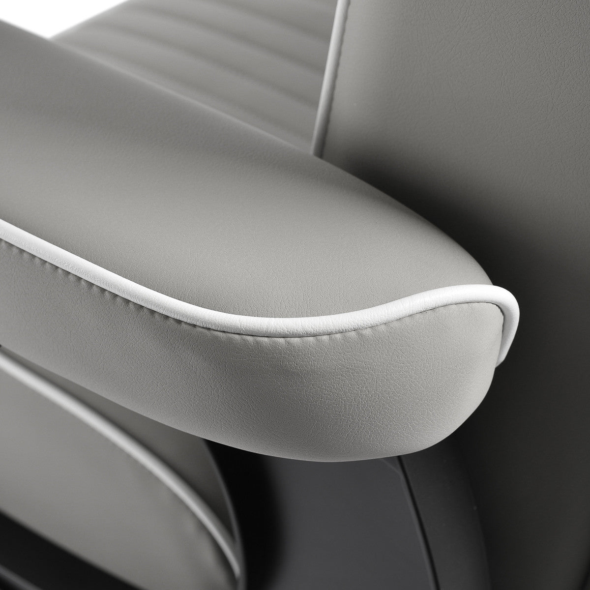 Gabbiano Levi barber chair with black frame gray without stitching at the back