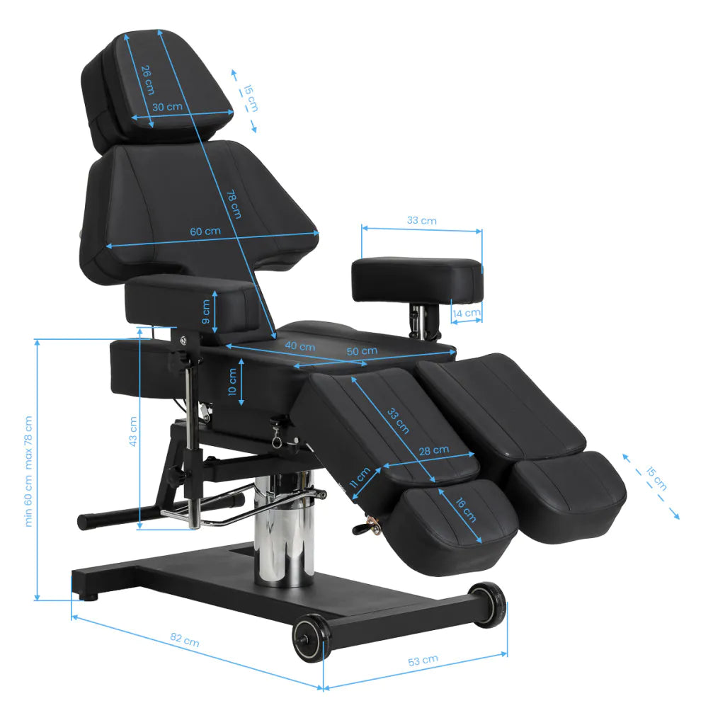 Pro Ink 605 Tattoo-Stuhl stufenlose Verstellung schwarz
