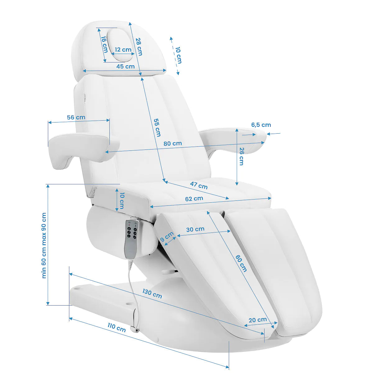 Azzurro Lux electric cosmetic chair pedi 3m white