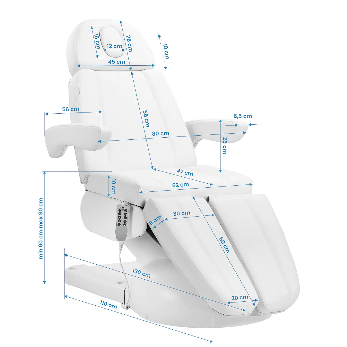 Azzurro Lux electric cosmetic chair pedi 5m white