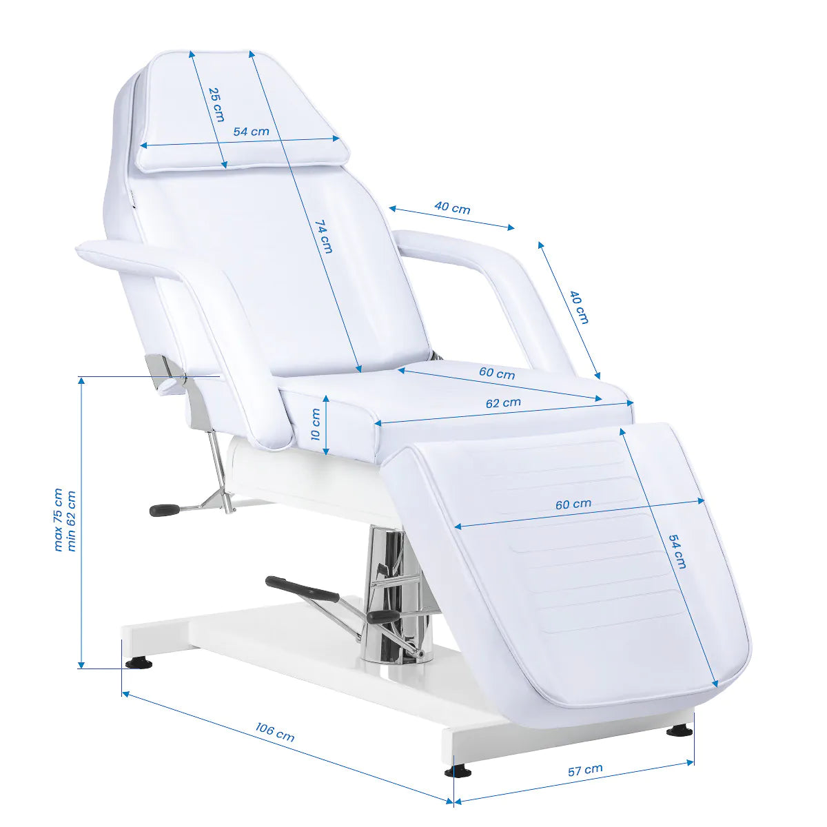 Hydraulické kosmetické křeslo Sillon v2 210, studená bílá