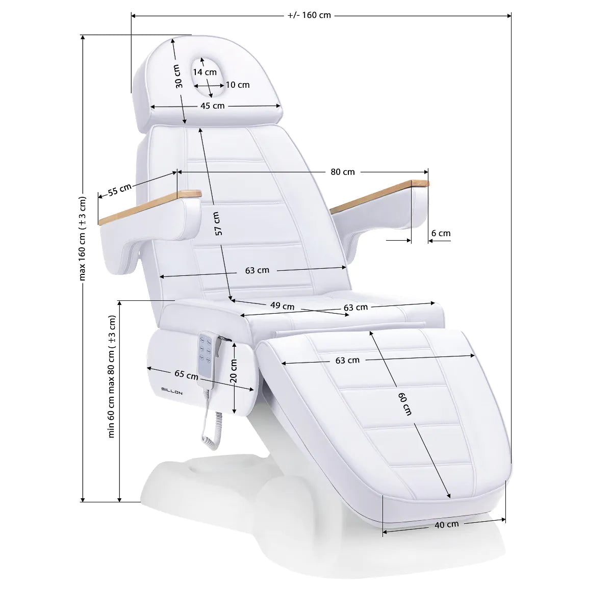 Elektrické kosmetické křeslo SILLON Lux 273b 3 motory studená bílá