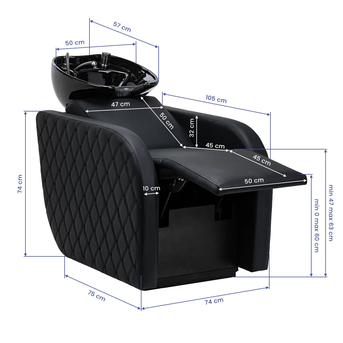 Elektrický kadeřnický mycí box s masážní funkcí Gabbiano Ines černý