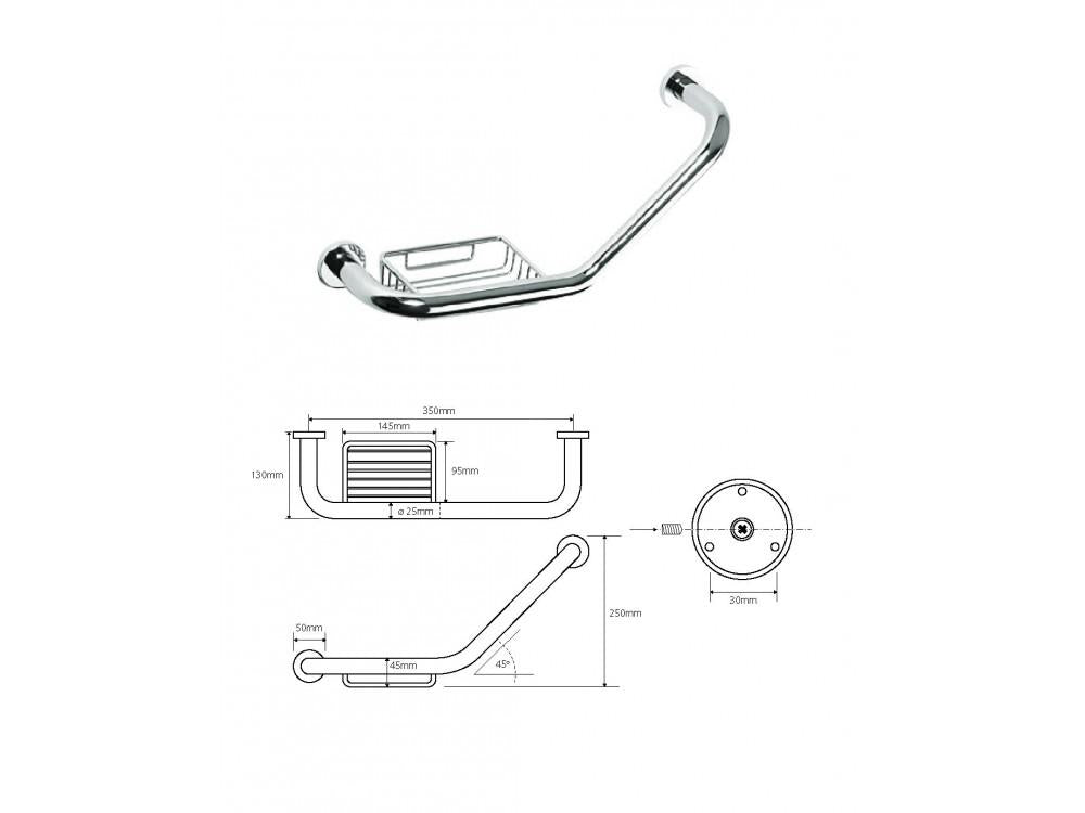 Zakřivená rukojeť s MODERNÍ miskou na mýdlo