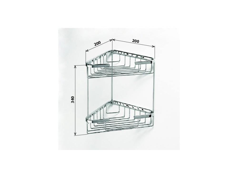 Sprchová police drátěná rohová dvojitá MODERNÍ