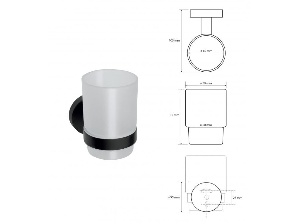 Holder for brushes and pastes with 1 NERO glass