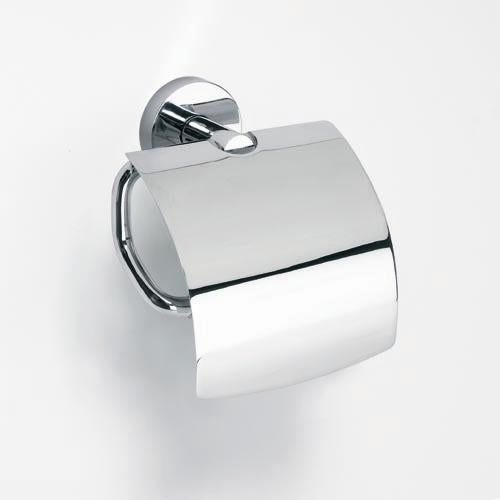 Toilet paper holder with MODERN cover, top handle, left-hand side