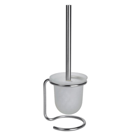 Toilet brush on MODERN stand, glass, white brush