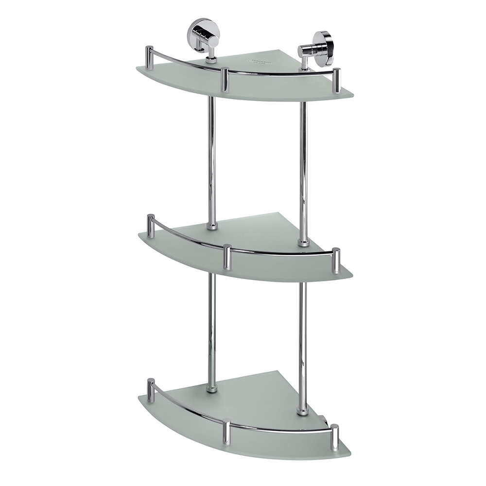 Triple corner glass shelf with MODERN bar